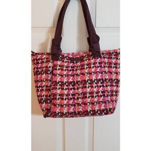 VERA BRADLEY PURSE HOUNDSTOOTH PRINT PINK ORANGE BROWN